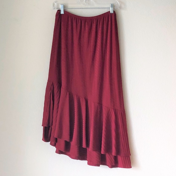 F.H. Clothing Company Deep Red Asymmetrical Skirt - Picture 7 of 8